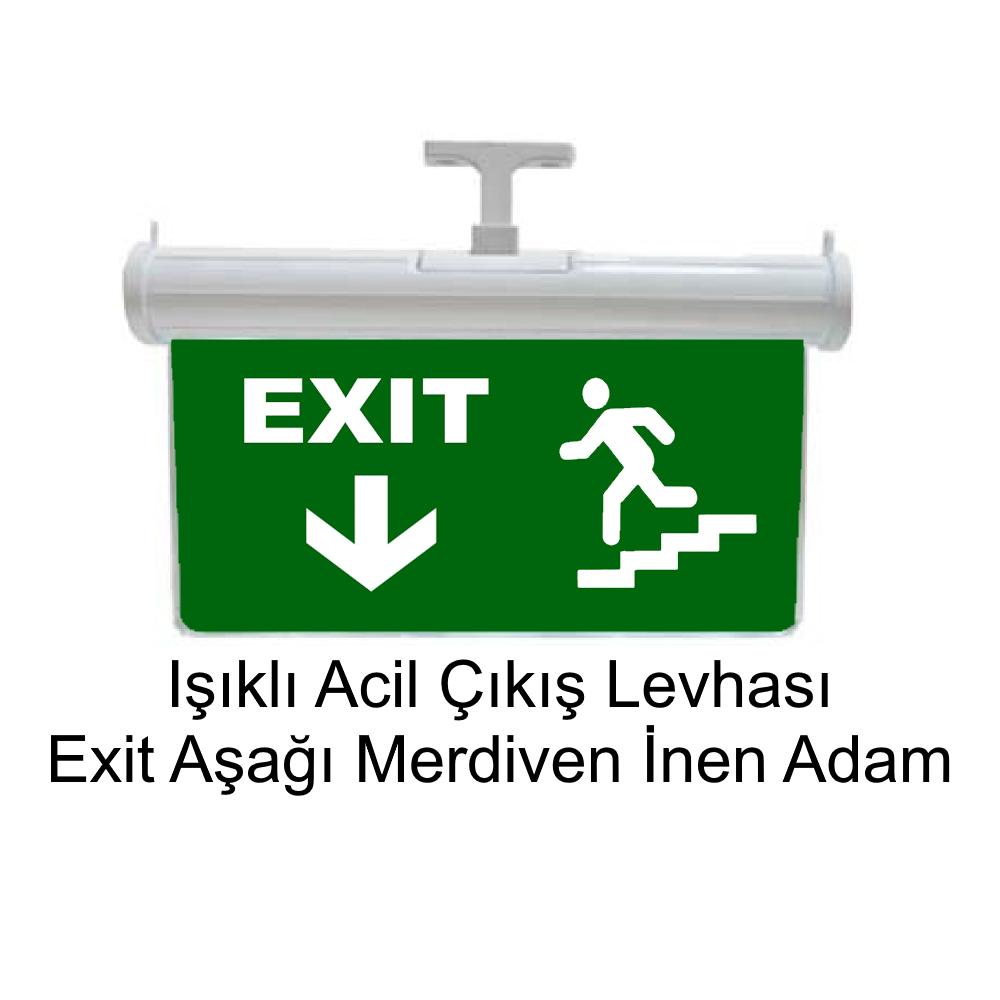 Işıklı Acil Çıkış Levhası (Exit Aşağı Merdiven İnen Adam) GN-AC33
